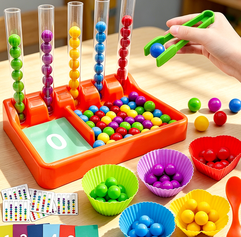 Counting and Colour Sorting Clip Bead Matching Toy for 3-7